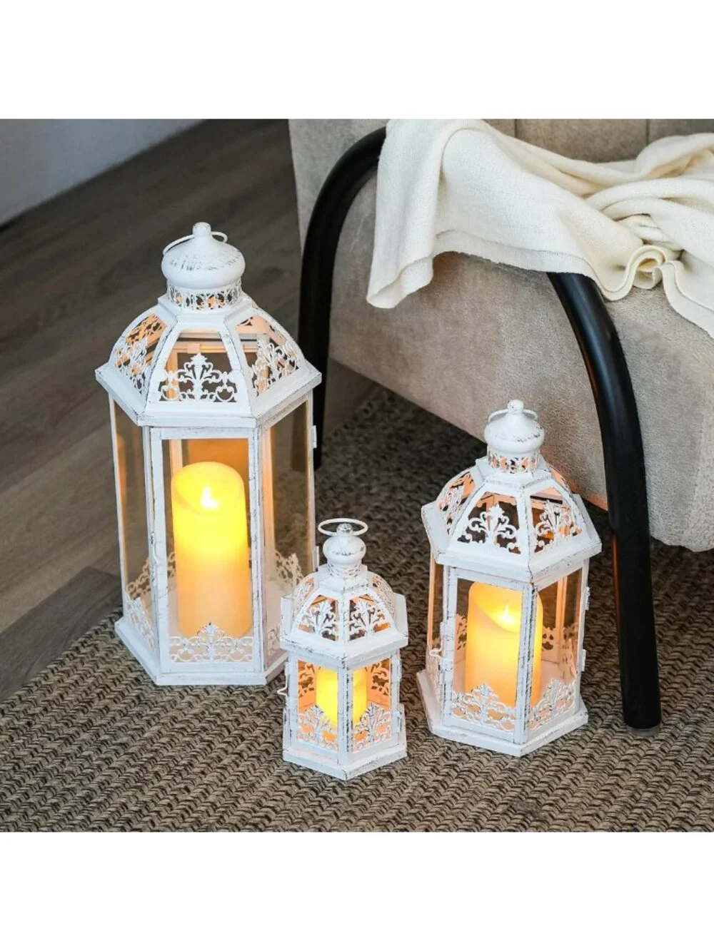 Large Vintage Decorative Lantern Set - 3 Sizes for Indoor/Outdoor Home Decor